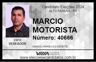 Candidato MARCIO MOTORISTA 2024 - ALTO PARANÁ - Eleições