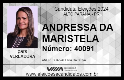 Candidato ANDRESSA DA MARISTELA 2024 - ALTO PARANÁ - Eleições