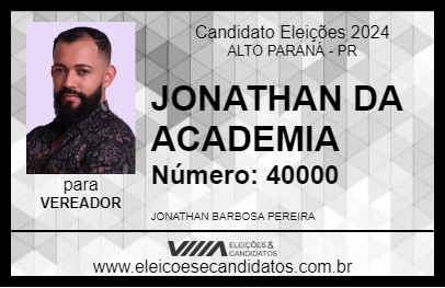 Candidato JONATHAN DA ACADEMIA 2024 - ALTO PARANÁ - Eleições