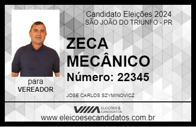 Candidato ZECA MECÂNICO 2024 - SÃO JOÃO DO TRIUNFO - Eleições