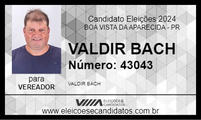 Candidato VALDIR BACH 2024 - BOA VISTA DA APARECIDA - Eleições