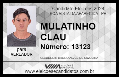 Candidato MULATINHO CLAU 2024 - BOA VISTA DA APARECIDA - Eleições