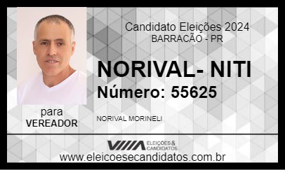 Candidato NORIVAL- NITI 2024 - BARRACÃO - Eleições