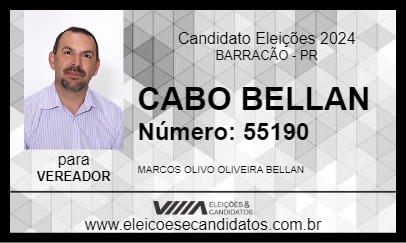 Candidato CABO BELLAN 2024 - BARRACÃO - Eleições