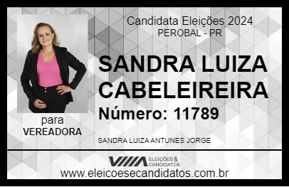 Candidato SANDRA LUIZA CABELEIREIRA 2024 - PEROBAL - Eleições