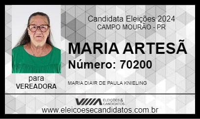 Candidato MARIA ARTESÃ 2024 - CAMPO MOURÃO - Eleições