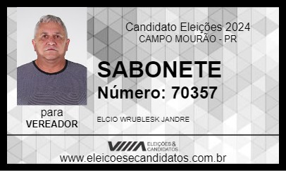 Candidato SABONETE 2024 - CAMPO MOURÃO - Eleições