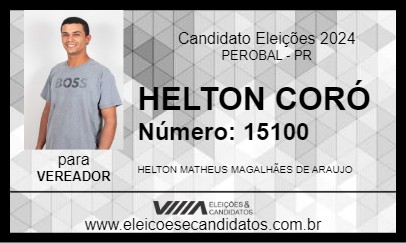 Candidato HELTON CORÓ 2024 - PEROBAL - Eleições