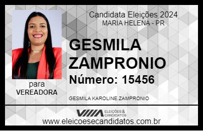 Candidato GESMILA ZAMPRONIO 2024 - MARIA HELENA - Eleições