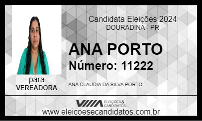 Candidato ANA PORTO 2024 - DOURADINA - Eleições