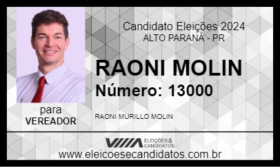 Candidato RAONI MOLIN 2024 - ALTO PARANÁ - Eleições