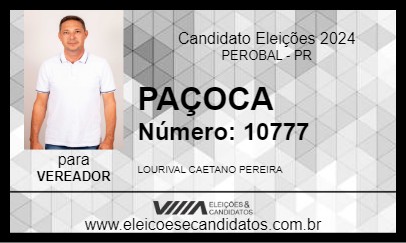 Candidato PAÇOCA 2024 - PEROBAL - Eleições