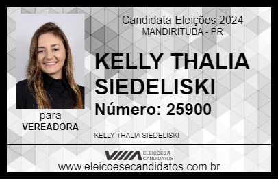 Candidato KELLY THALIA SIEDELISKI 2024 - MANDIRITUBA - Eleições