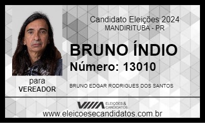 Candidato BRUNO ÍNDIO 2024 - MANDIRITUBA - Eleições