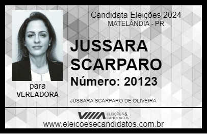 Candidato JUSSARA SCARPARO 2024 - MATELÂNDIA - Eleições