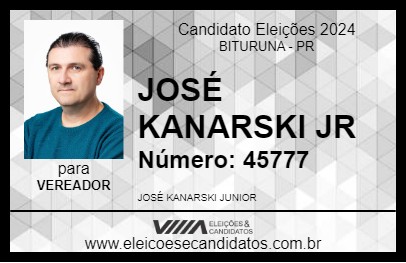 Candidato JOSÉ KANARSKI JR 2024 - BITURUNA - Eleições