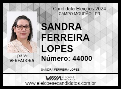 Candidato SANDRA FERREIRA LOPES 2024 - CAMPO MOURÃO - Eleições