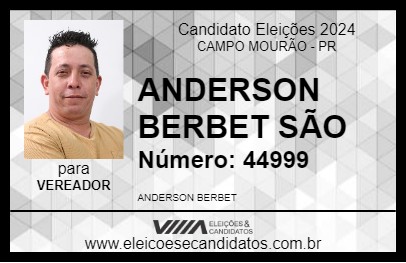 Candidato ANDERSON BERBET SÃO 2024 - CAMPO MOURÃO - Eleições