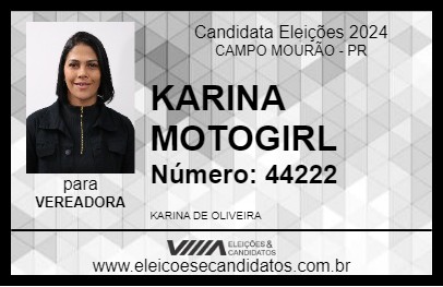 Candidato KARINA MOTOGIRL 2024 - CAMPO MOURÃO - Eleições