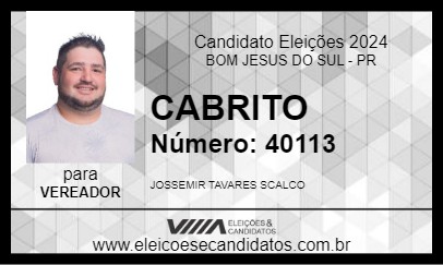 Candidato CABRITO 2024 - BOM JESUS DO SUL - Eleições