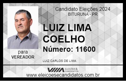 Candidato LUIZ LIMA COELHO 2024 - BITURUNA - Eleições