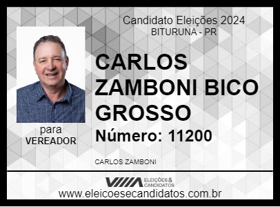 Candidato CARLOS ZAMBONI BICO GROSSO 2024 - BITURUNA - Eleições