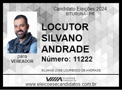 Candidato LOCUTOR SILVANO ANDRADE 2024 - BITURUNA - Eleições