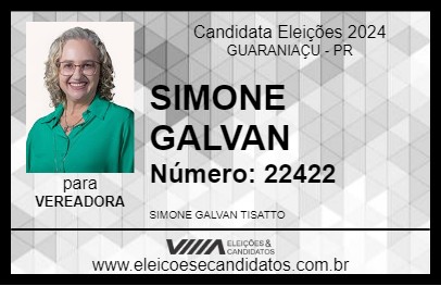 Candidato SIMONE GALVAN 2024 - GUARANIAÇU - Eleições