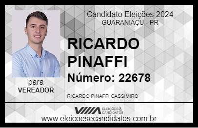 Candidato RICARDO PINAFFI 2024 - GUARANIAÇU - Eleições