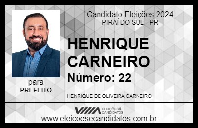 Candidato HENRIQUE CARNEIRO 2024 - PIRAÍ DO SUL - Eleições