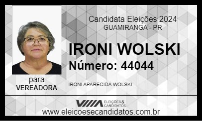 Candidato IRONI WOLSKI 2024 - GUAMIRANGA - Eleições