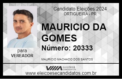 Candidato MAURICIO DA GOMES 2024 - ORTIGUEIRA - Eleições