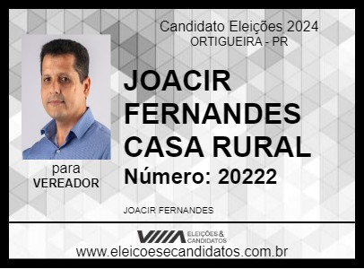 Candidato JOACIR FERNANDES CASA RURAL 2024 - ORTIGUEIRA - Eleições