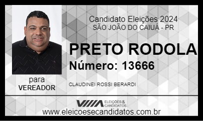 Candidato PRETO RODOLA 2024 - SÃO JOÃO DO CAIUÁ - Eleições