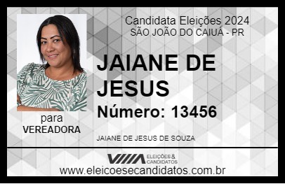 Candidato JAIANE DE JESUS 2024 - SÃO JOÃO DO CAIUÁ - Eleições