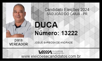 Candidato DUCA 2024 - SÃO JOÃO DO CAIUÁ - Eleições