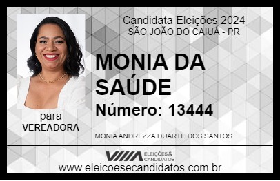 Candidato MONIA DA SAÚDE 2024 - SÃO JOÃO DO CAIUÁ - Eleições