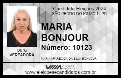 Candidato MARIA BONJOUR 2024 - SÃO PEDRO DO IGUAÇU - Eleições