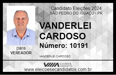 Candidato VANDERLEI CARDOSO 2024 - SÃO PEDRO DO IGUAÇU - Eleições