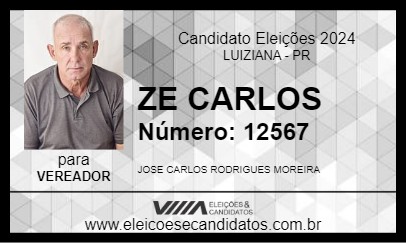 Candidato ZE CARLOS 2024 - LUIZIANA - Eleições