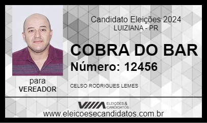 Candidato COBRA DO BAR 2024 - LUIZIANA - Eleições