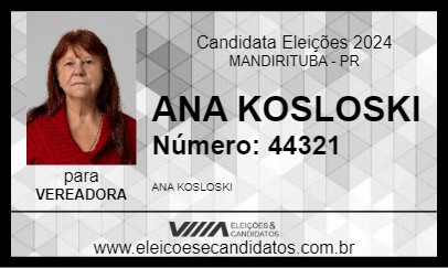 Candidato ANA KOSLOSKI 2024 - MANDIRITUBA - Eleições