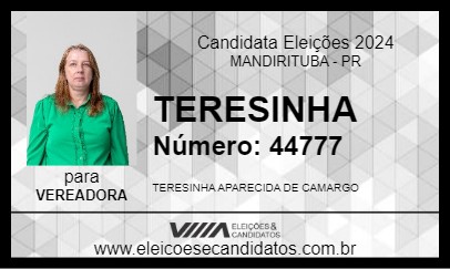 Candidato TERESINHA 2024 - MANDIRITUBA - Eleições