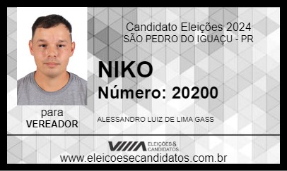 Candidato NIKO 2024 - SÃO PEDRO DO IGUAÇU - Eleições