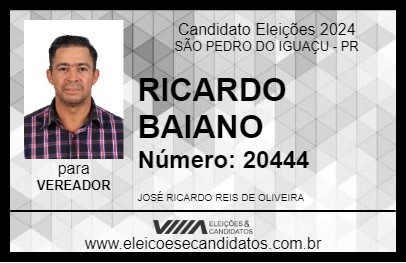 Candidato RICARDO BAIANO 2024 - SÃO PEDRO DO IGUAÇU - Eleições