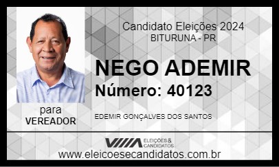 Candidato NEGO ADEMIR 2024 - BITURUNA - Eleições