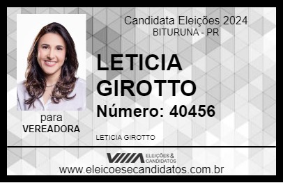 Candidato LETICIA GIROTTO 2024 - BITURUNA - Eleições