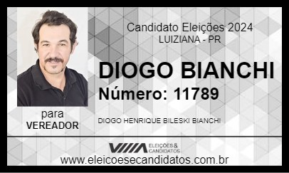 Candidato DIOGO BIANCHI 2024 - LUIZIANA - Eleições