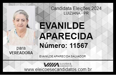 Candidato EVANILDE APARECIDA 2024 - LUIZIANA - Eleições