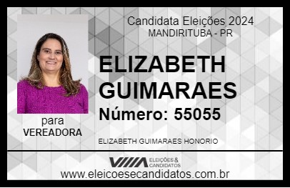 Candidato ELIZABETH GUIMARAES 2024 - MANDIRITUBA - Eleições